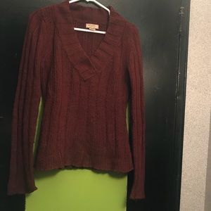 Burgundy V-neck sweater